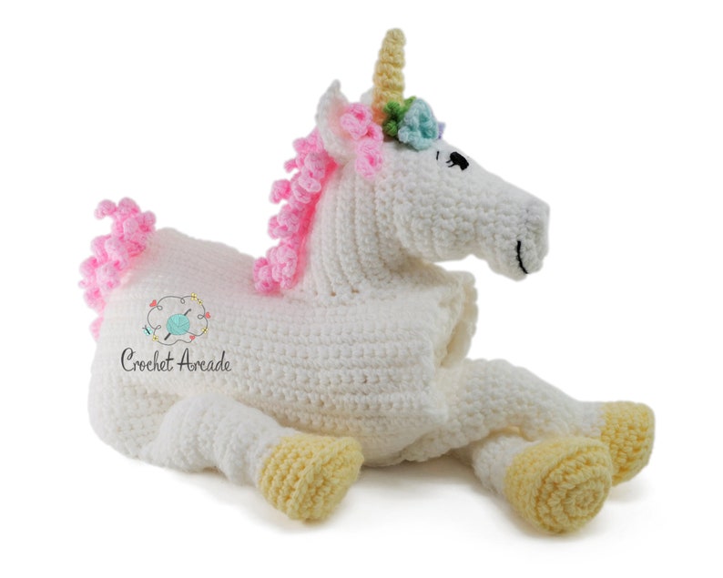 Unicorn Horse Baby Blanket CROCHET PATTERN PDF Cuddle & Play Horse Unicorn Blanket Toy Crochet Pattern Crochet Baby Blanket Pattern image 8