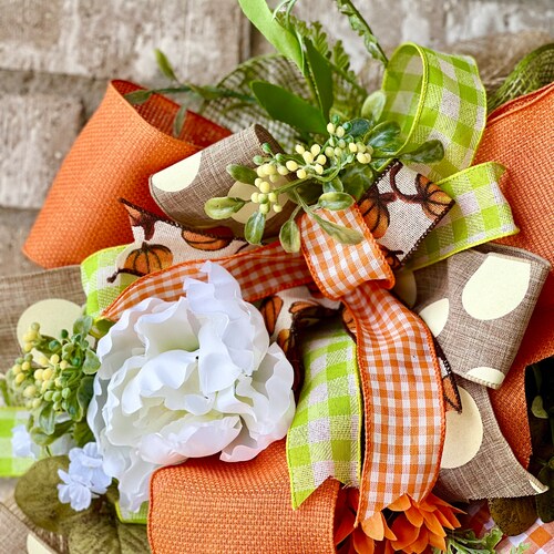 Welcome Fall Buffalo plaid Pumpkin wreath, autumn blessings shops deco mesh wreath, pumpkin door wreath