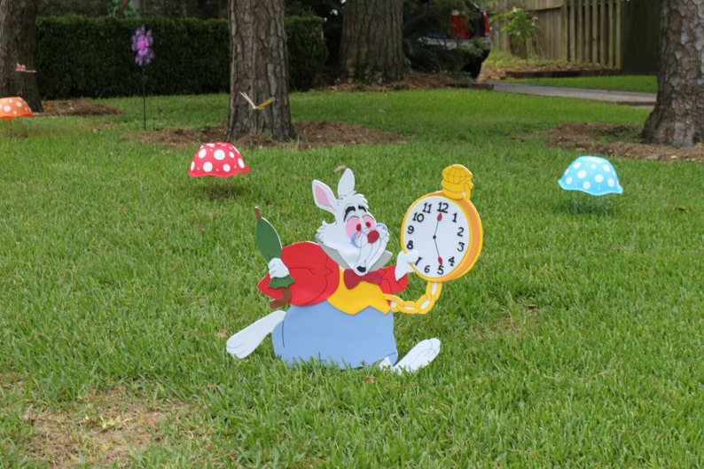 White Rabbit Alice In Wonderland Decoration Yard Sign Room Etsy