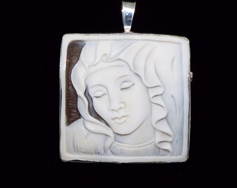 Virgin Mary hand carved sardonyx shell cameo