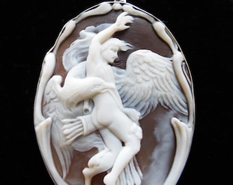 Museum quality Master Hand carved Sardonyx cameo set in Italian silver-signed by Artist, Accanito
