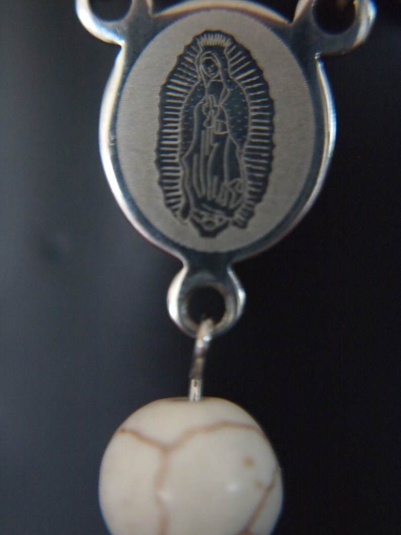 Torre del Greco hand carved sardonyx shell cameo on a rosary necklace with cross