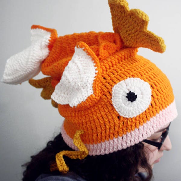 Magic Carp Hat | Crochet Hats | Handmade Gift | Cute | Acrylic Yarn | Tassles | Orange