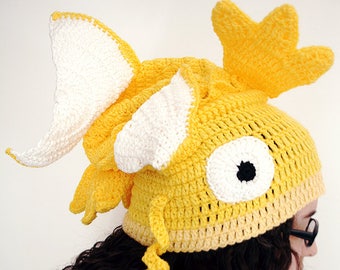 Shiny Magic Carp Hat | Crochet Hats | Handmade Gift | Cute | Acrylic Yarn | Tassles | Yellow