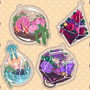 Gem Terrarium Charms | Keychain Accessory | Plant Accessories | Art | Cute | Transparent