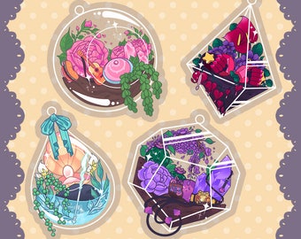 Gem Terrarium Charms | Keychain Accessory | Plant Accessories | Art | Cute | Transparent