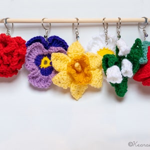 Birth Month Flower and Stone Keychains | Crochet Amigurumi Accessory | Handmade Gift | Cute | Acrylic Yarn | Accessories | Birthday Gift
