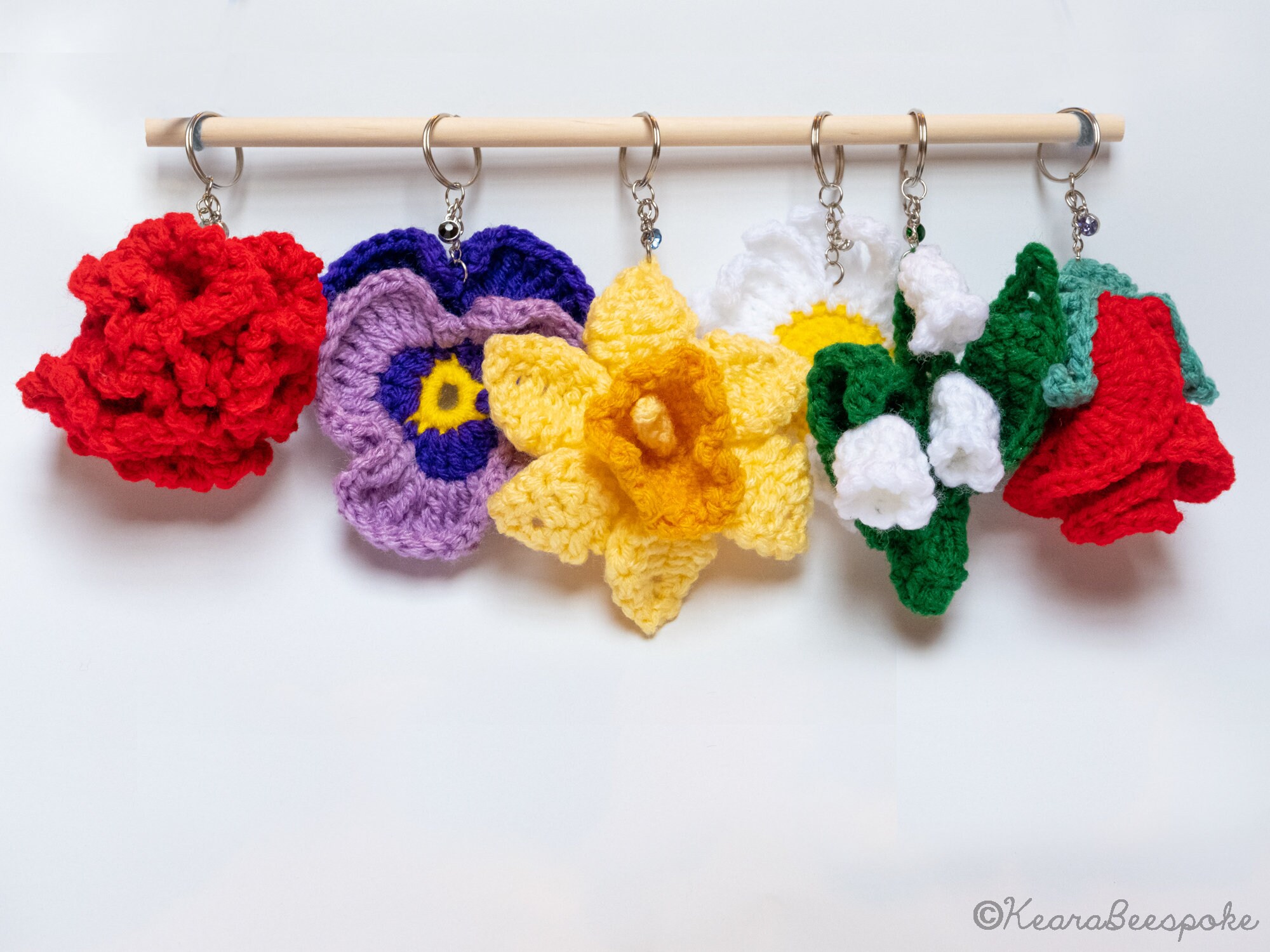 Birth Month Flower and Stone Keychains | Crochet Amigurumi