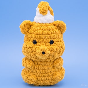 Honey Bear Plush | Crochet Amigurumi | Handmade Gift | Stuffed Toy | Stuffie | Cute | Bernat Blanket Yarn | Bottle