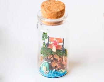 Devon Coast Miniature Scene in a Bottle, Budleigh Salterton Gift