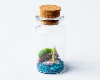Miniature Paddleboarder Scene in a Bottle, Devon Coast Gift