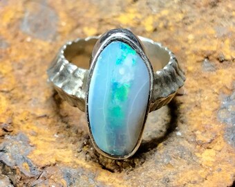 size 6.75 vintage sterling boulder opal ring