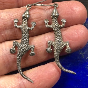 Large Vintage Southwest Sterling Silver Lizard Earrings