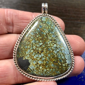 Sterling silver & turquoise pendant, Cloud Mountain Mine, artisan handcrafted, R. Beauford silversmith