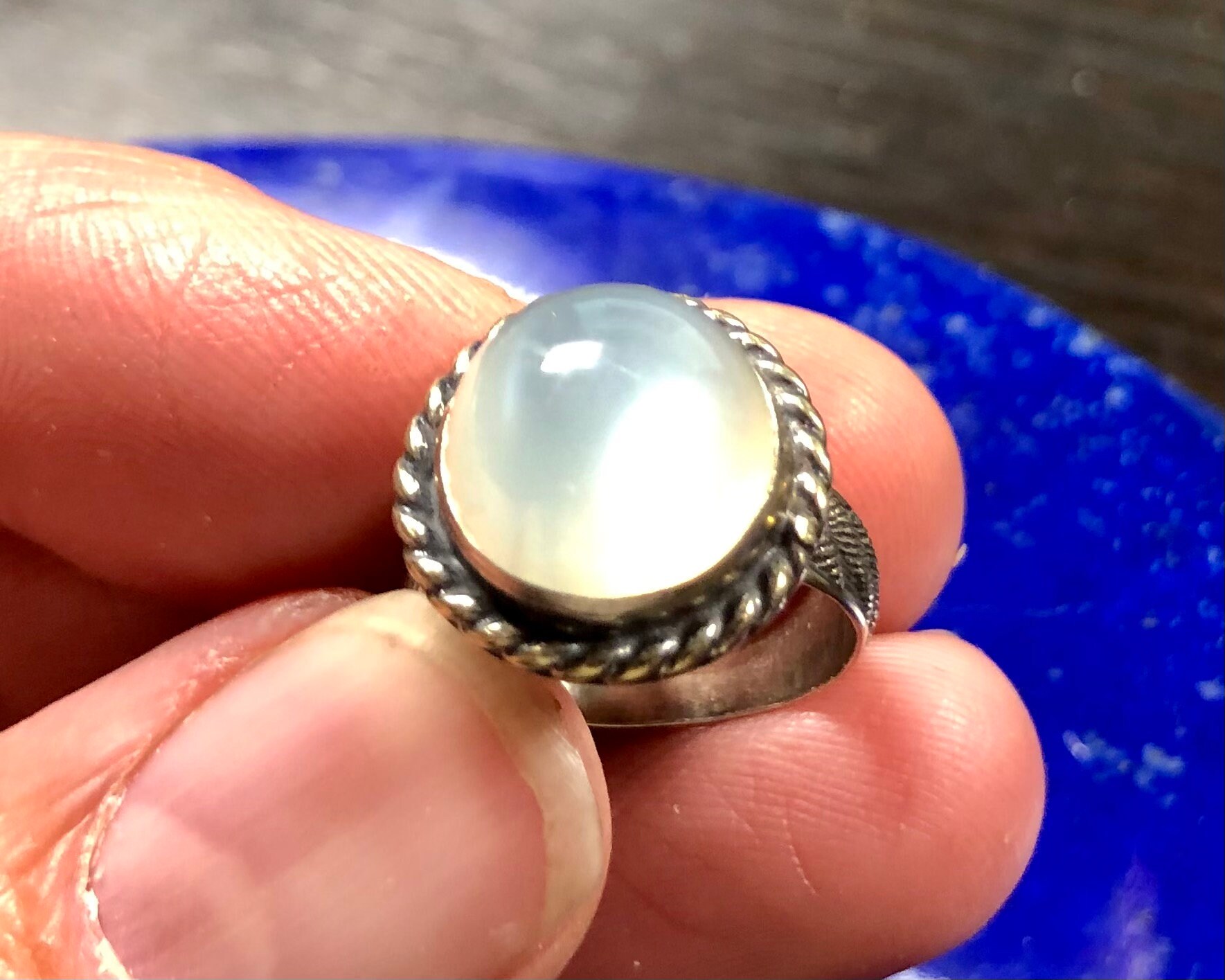 Moonstone Size 7 Ring in Sterling Silver by R. Beauford