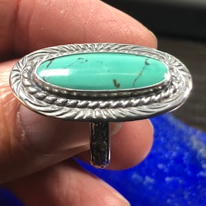 Cloud Mountain Turquoise, Size 7 1/2 Ring, Sterling Silver, R. Beauford Silversmith.  Gorgeous Sea-Green color.