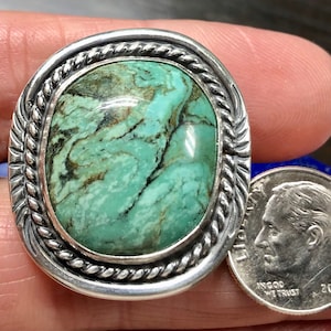 Cloud Mountain Turquoise Ring: Sterling Silver, Size 11.5, Handcrafted