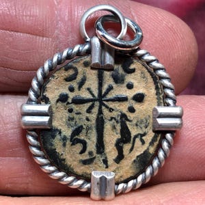1078-1081 AD Medieval Cross & Jesus Christ, Ancient Byzantine Bronze Artifact Coin in Sterling Silver handmade pendant. Christian History