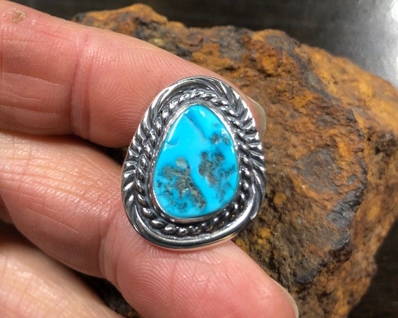 Sleeping Beauty Turquoise Size 6 3/4 Ring Sterling Silver | Etsy