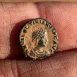 375-392 AD Roman Bronze Coin of Valentinian II - 4 Year Old Emperor of Rome - Ancient Artifact Coin Pendant Necklace