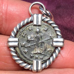 254-268 AD Venus Aphrodite, Goddess of Love & Pleasure, on Ancient Roman bronze coin set in Sterling Silver Pendant. Pagan Wicca Druid