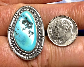 Sleeping Beauty Turquoise Ring: Handmade Sterling Silver, Size 6.5