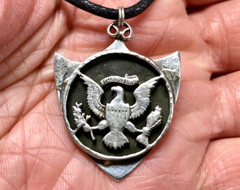 Kennedy Half Dollar Pendant: 1964-1970 Silver Coin, American Eagle, Sterling Silver