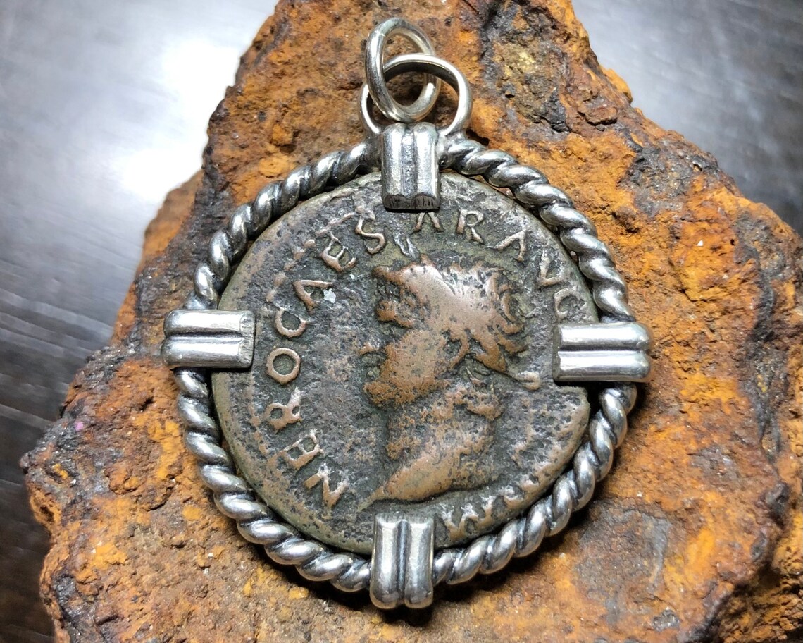 66 AD Emperor NERO Roman Bronze Coin w. Winged Goddess Victory Etsy