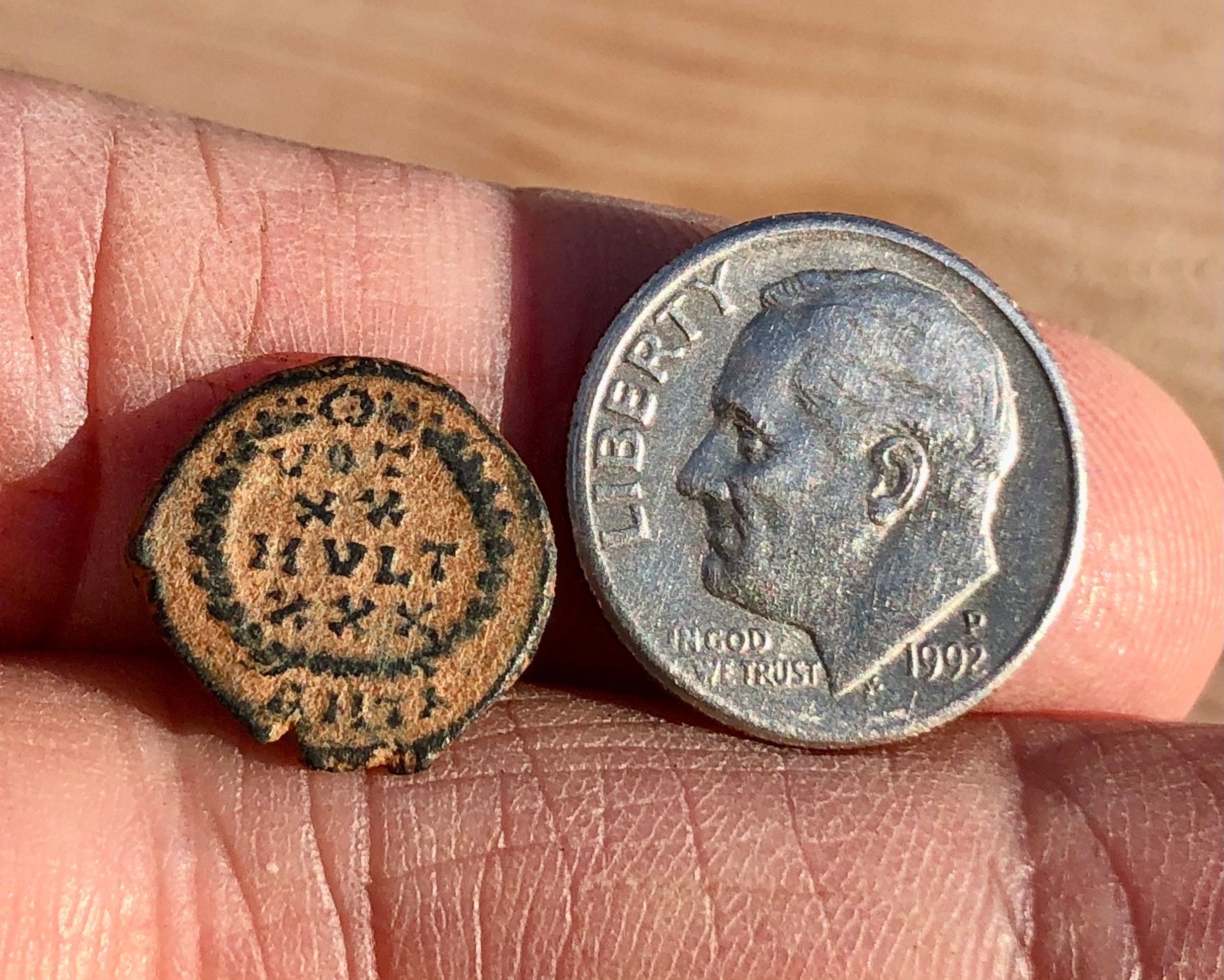 375-392 AD Roman Bronze Coin of Valentinian II - 4 Year Old