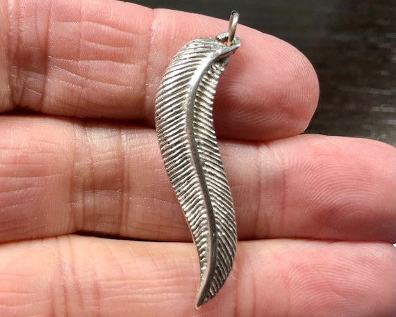 Large Graceful Handcrafted sterling silver Feathe… - image 1