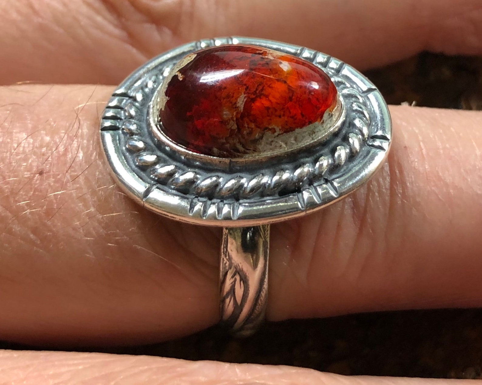 Bright Red Mexican Fire Opal Size 9 1/2 Ring in Sterling Etsy