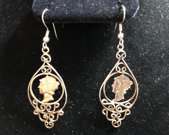 Vintage 'Liberty' Dime Earrings, United States Si… - image 3