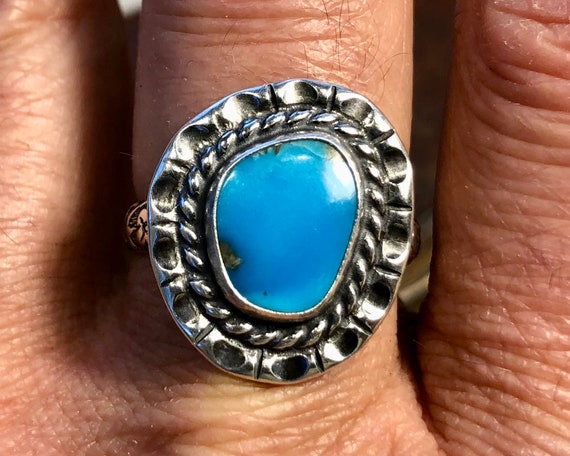 Gem Grade Bisbee Blue Arizona Turquoise, Size 12 1/4 Ring