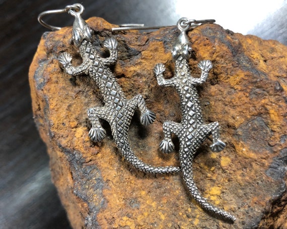 Vintage Southwest Sterling Silver Lizard Earrings