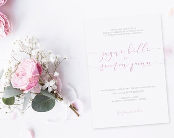 Wedding Invitation, Elegant Wedding Invitation, Modern Wedding Invitation, Calligraphy Invitation