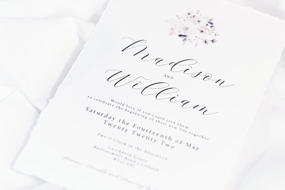 Torn Edge Floral Invitation