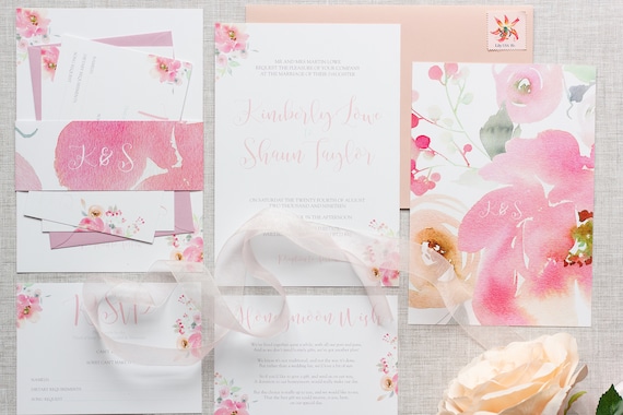 Peach Pastel Floral Invitation