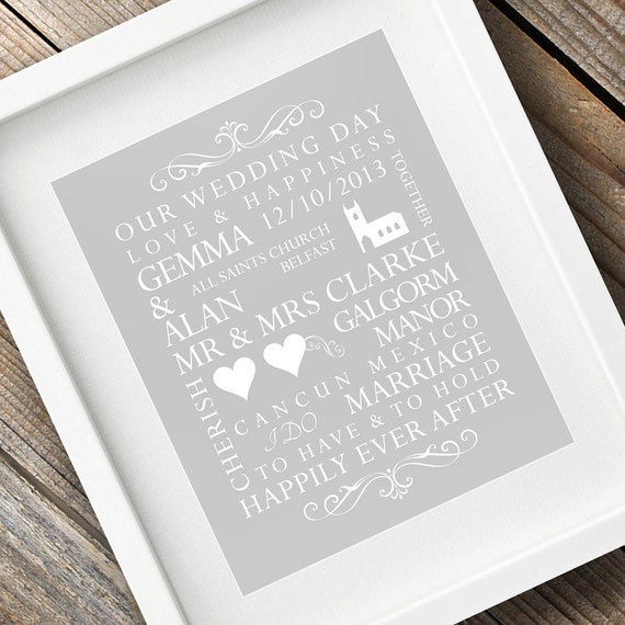 Personalised Wedding Print / Wedding Gift / Marriage / Couples / Engagement