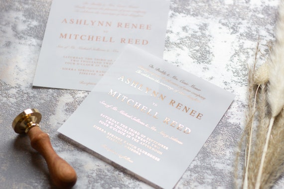 Vellum & Rose Gold Foil Invitation