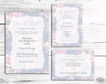 Printable Wedding Invitation - Floral Invitation - Vintage Invitation