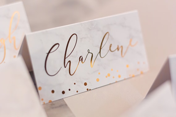 Marble & Rose Gold Foil Place Name Cards