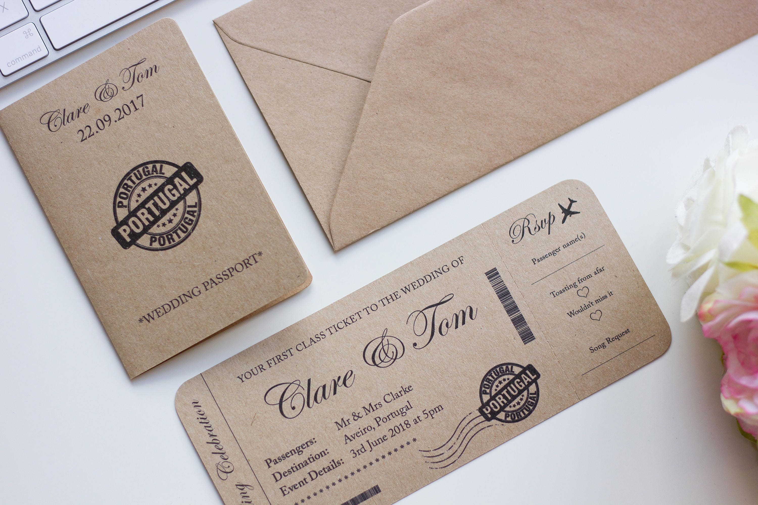 Boarding Pass Destination Wedding Invitation