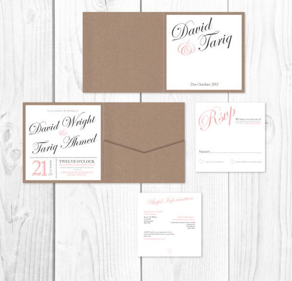 Vintage Blush Pocket Invitation