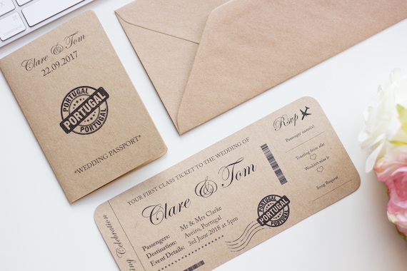 Boarding Pass Destination Wedding Invitation