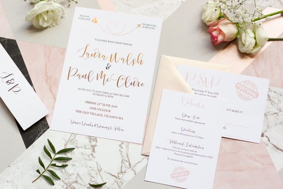 Foil Destination Wedding Invitation