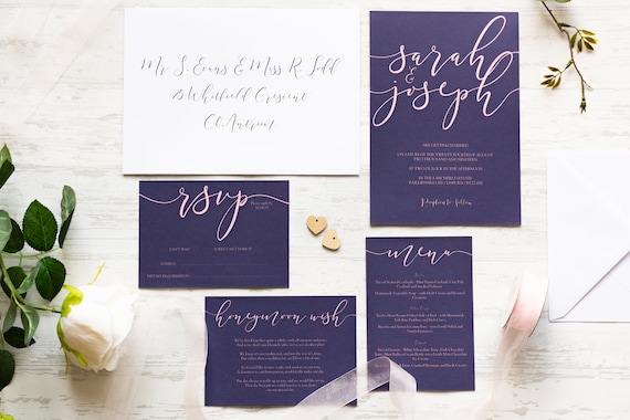 Navy Blush Invitation