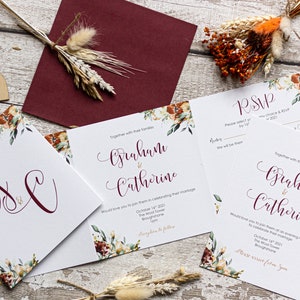 Autumn Concertina Floral Wedding Invitation