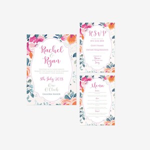 Wedding Invitation, Invite, Floral Wedding Invitation, Vintage weddings