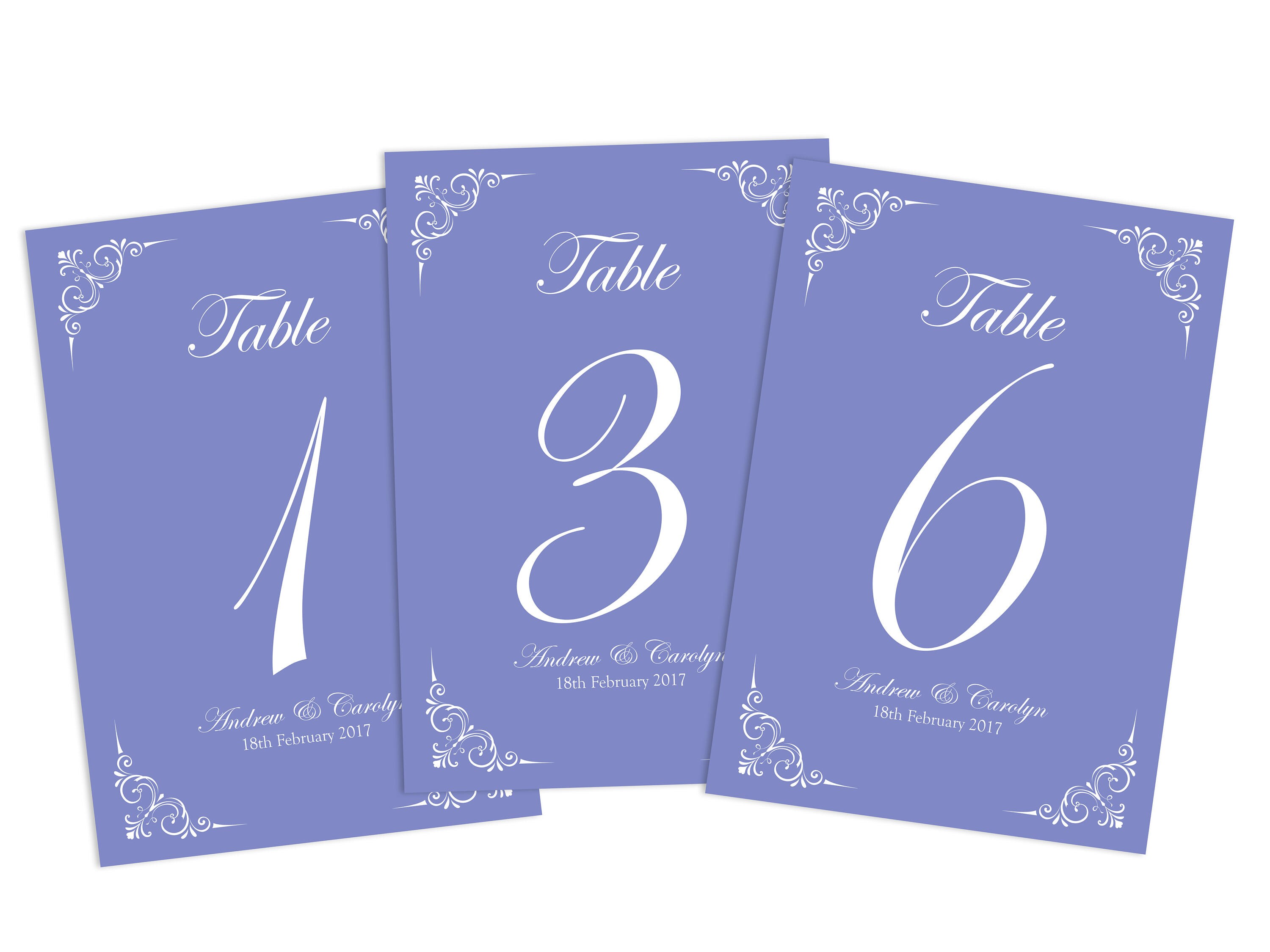 Purple Design Table Name Cards