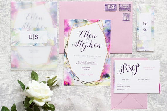 Watercolour Dream Foil Wedding Invitation